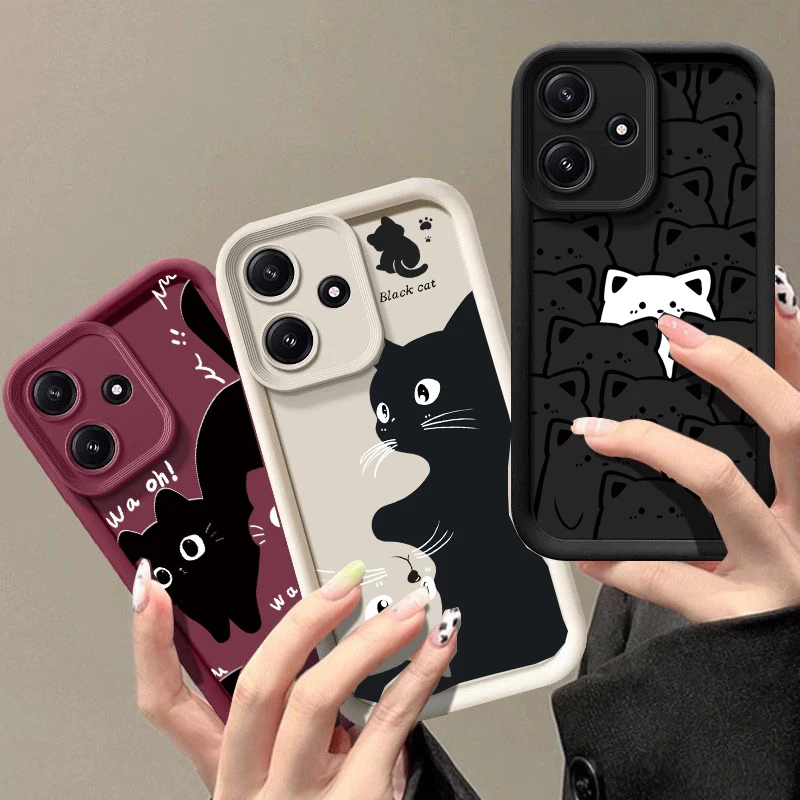 Phone Cases Motorola Edge 2025 - INS Cartoon Black Cat Phone Case