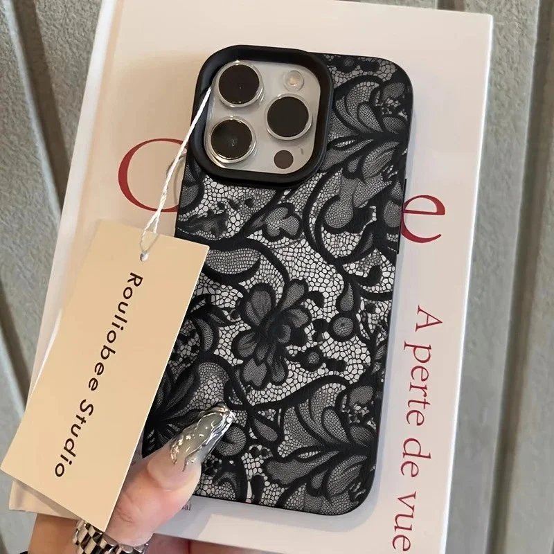Black Lace Lichee Pattern Phon - огляд і ціна Phone Cases Motorola Edge 2025